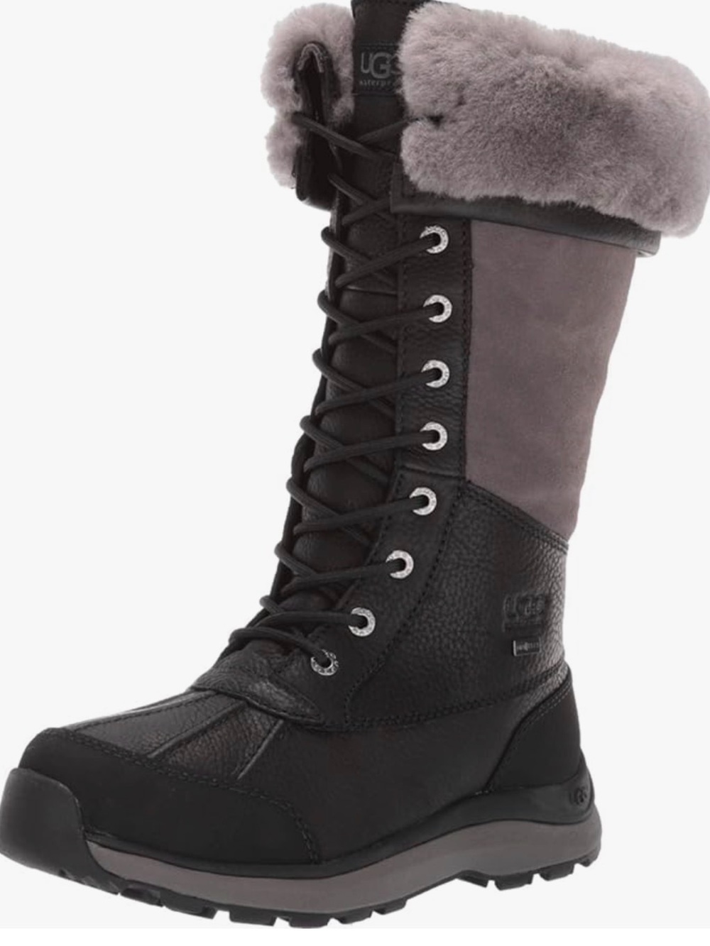 UGG Tall Lace-Up Winter Boot in Black and Gray